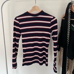 navy, red & white mock neck long sleeve
